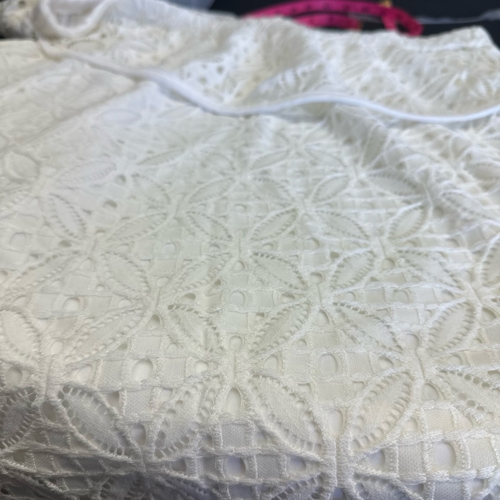 New York & Company Elegant White Lace Off-Shoulder Top<<<<46>>>> - Picture 5 of 5